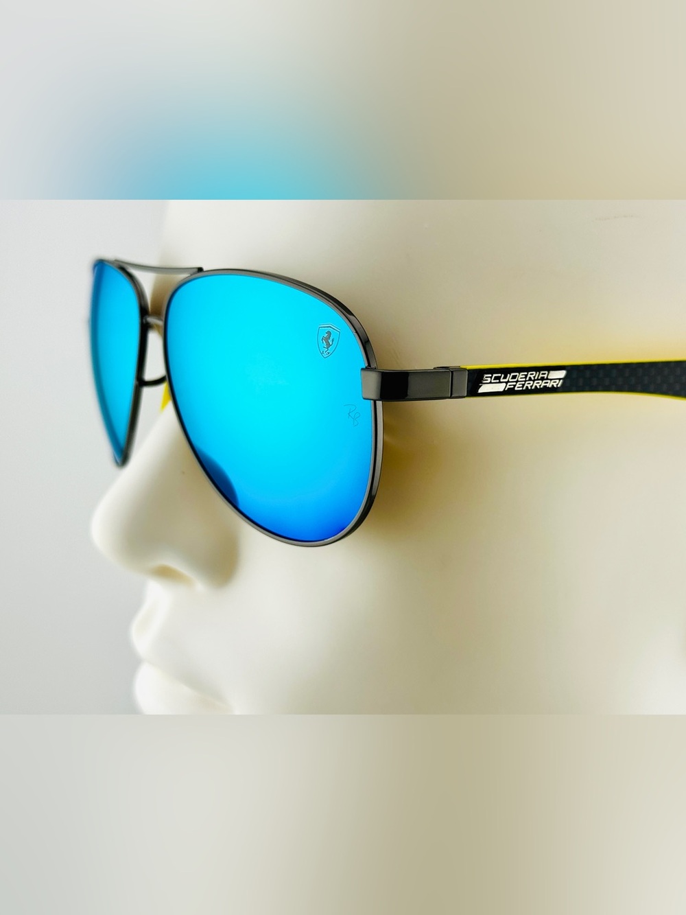 Ray-Ban Sunglasses RB8313M Scuderia Ferrari Black Frame with Blue Mirror lenses - Picture 6 of 16